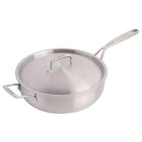 Babish 5 Quart Stainless Steel Tri-Ply Saute Pan With Lid in Silver