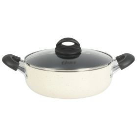 Oster Clairborne 6.9 Quart Nonstick Aluminum Caldero with Lid in Linen