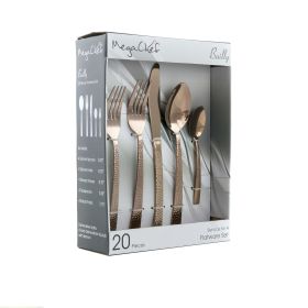 MegaChef Baily 20 Piece Flatware Utensil Set, Stainless Steel Silverware Metal Service for 4 in Rose Gold