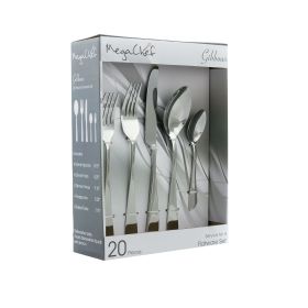 MegaChef Gibbous 20 Piece Flatware Utensil Set, Stainless Steel Silverware Metal Service for 4 in Silver