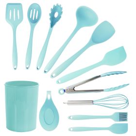 MegaChef Light Teal Silicone Cooking Utensils, Set of 12