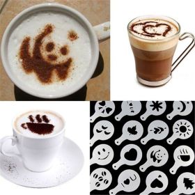 16Pcs Plastic Cappuccino Coffee Foam Spray Template Stencils DIY Decorating Coffee Printing Mold (Option: As Shown)