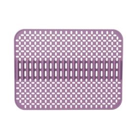 1pc Kitchen Silicone Drain Mat; Kitchen Sink Protection Anti-Scratch Mat; Non-Slip Card Bowl Card Position Mat; 16.93*12.6inch (Color: purple, Quantity: 1pc)