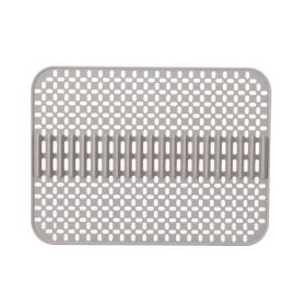 1pc Kitchen Silicone Drain Mat; Kitchen Sink Protection Anti-Scratch Mat; Non-Slip Card Bowl Card Position Mat; 16.93*12.6inch (Color: Grey, Quantity: 1pc)