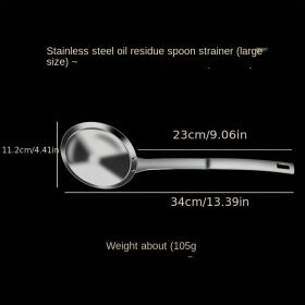 1pc 304 Stainless Steel Fat Skimmer Spoon; Fine Mesh Food Strainer For Grease; Gravy And Foam; Multi-functional Filter Spoon Fine Mesh Wire Oil S (size: 304 All-steel Oil Slag Separator (large))