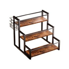 Portable Kitchen Storage Shelf for Seasonings (Type: Kitchen Supplies, Color: Brown & Black)